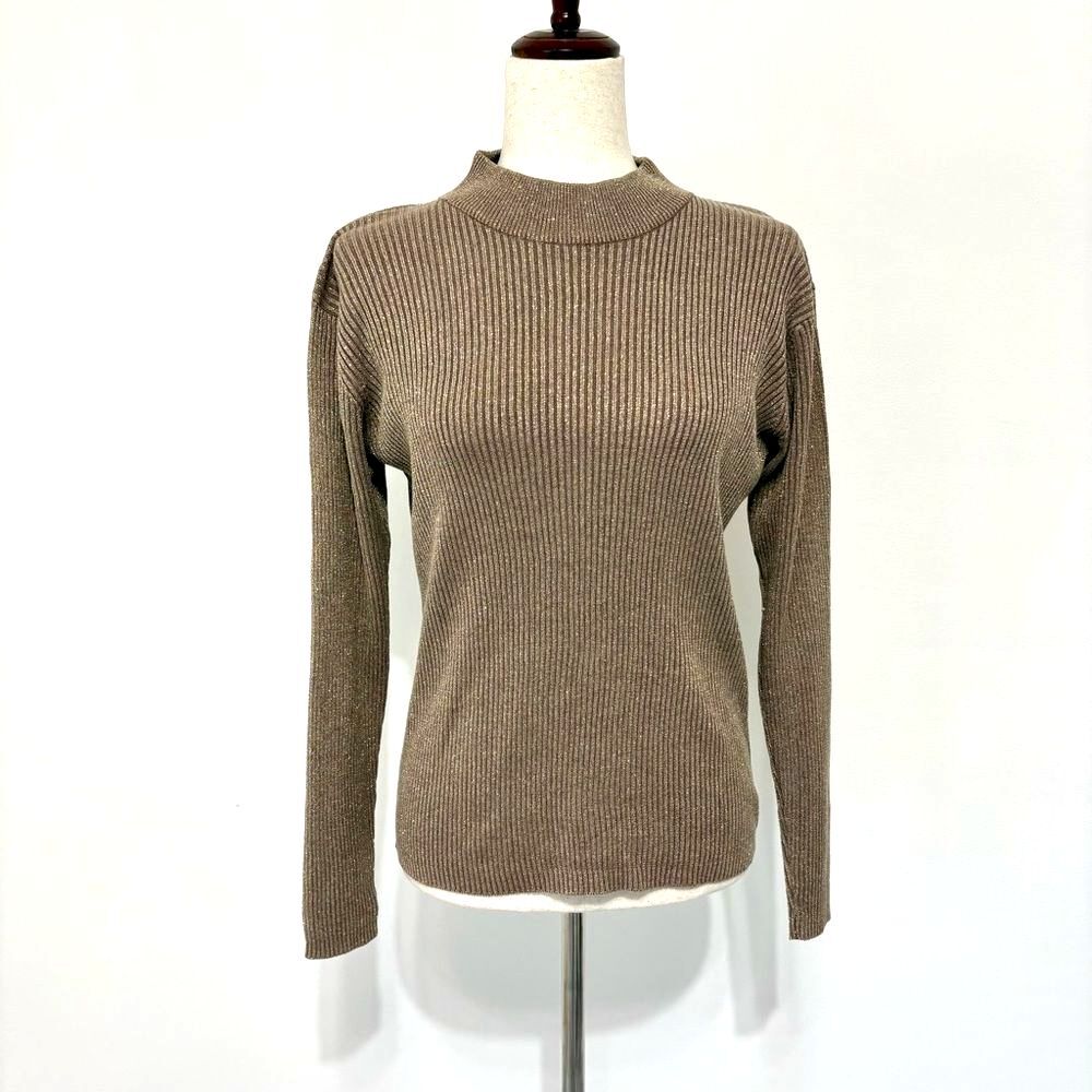 Vintage Joseph A Silk Metallic Blend Gold Sweater Sz XL